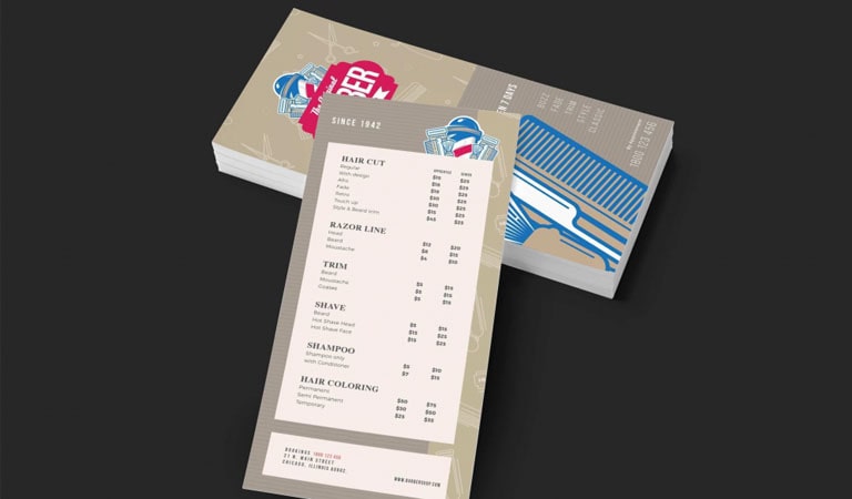 کارت ویزیت آرایشگاه مردانه - استفاده از کارت ویزیت سایز بزرگ 