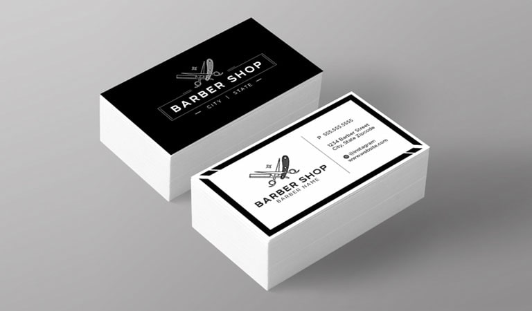 کارت ویزیت آرایشگاه مردانه - طرح کلاسیک سیاه و سفید