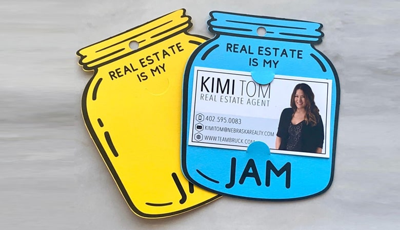 کارت ویزیت املاک - کارت ویزیت خندهدار شیشه مربا